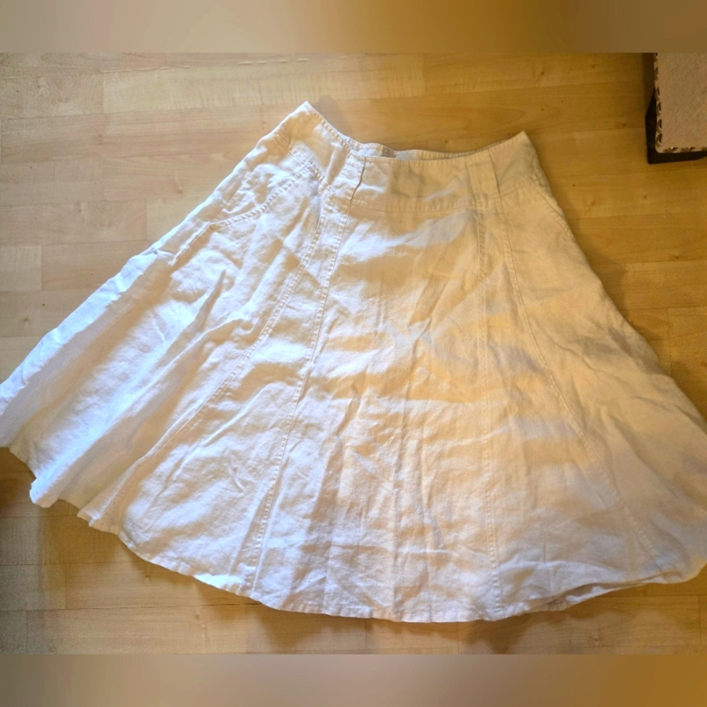 Mercer & Madison White Linen Women's Skirt Size 6